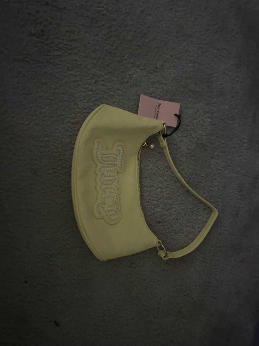 Juicy Couture Pastel Yellow Embellished Shoulder Bag